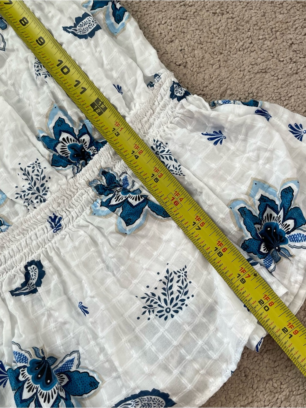 LOFT Lightweight Paisley Plaid Short Sleeve Smocked Peplum Top | Size XL - Picture 6 of 8